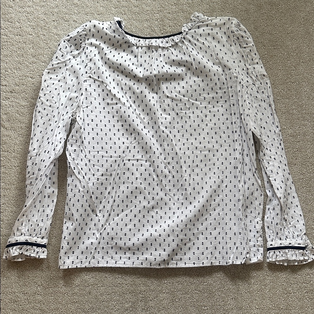 LOFT - White Ruffle Blouse - Picture 4 of 5